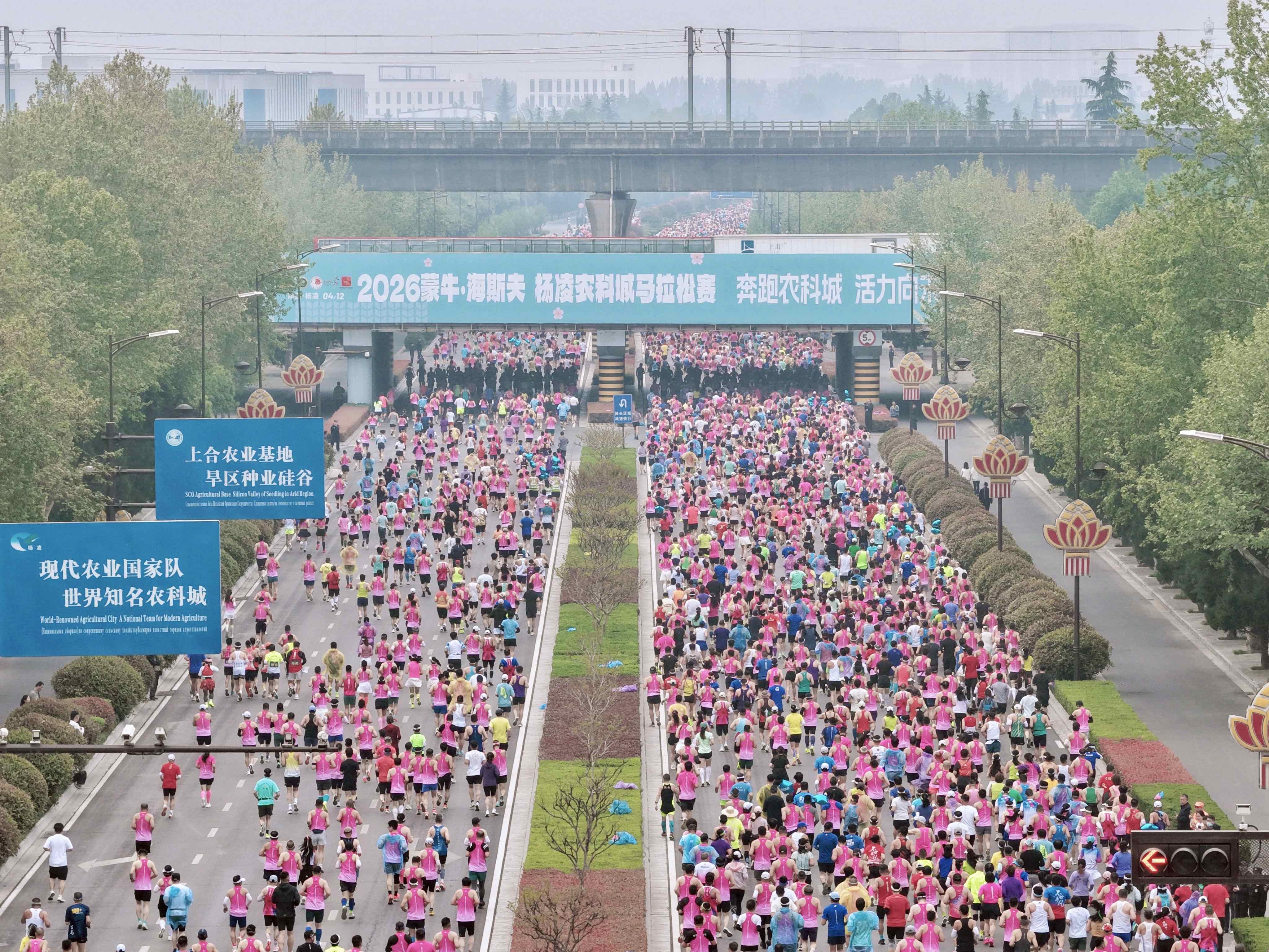 2026杨凌农科城马拉松赛鸣枪开赛,2万名跑友奔跑在农科城(图3)